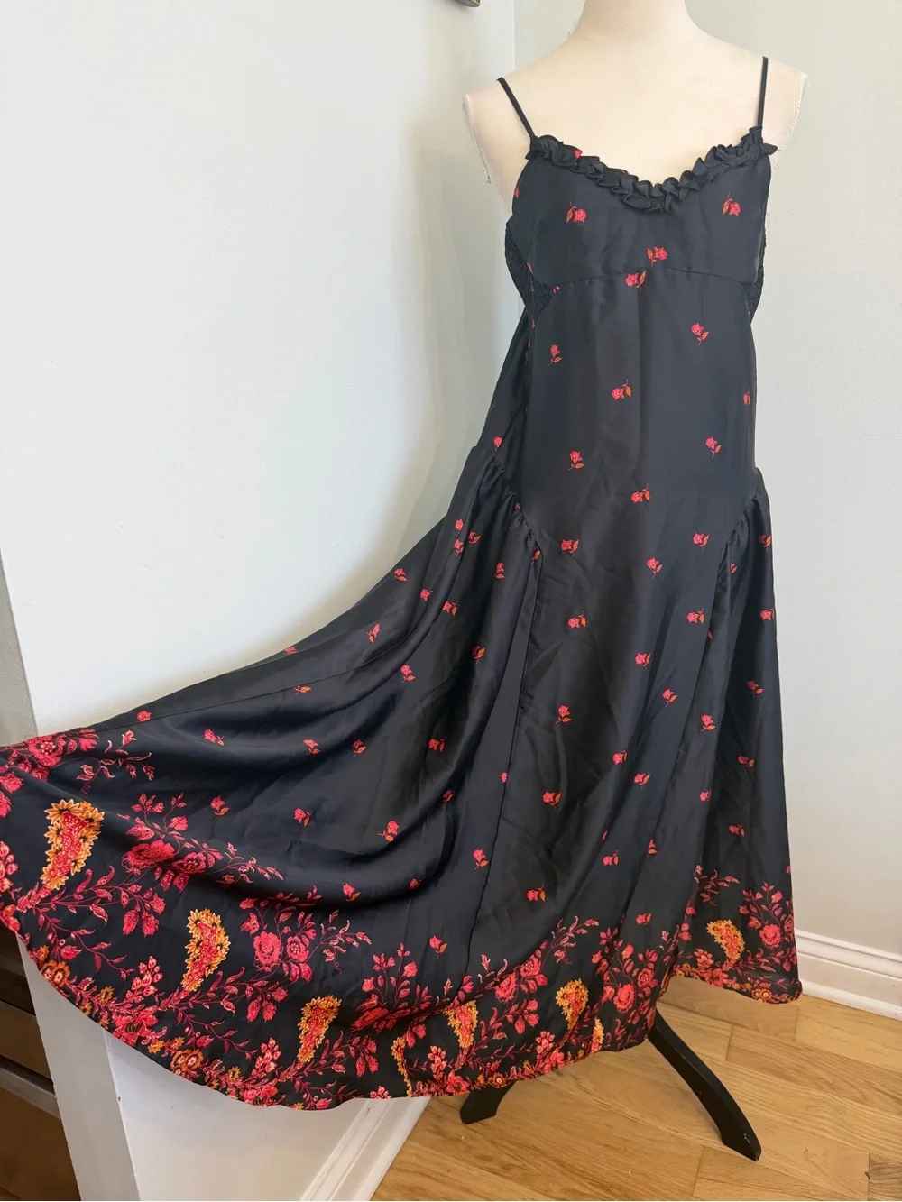 NWT Free People On My Own Floral Satin Dress Nightgown